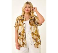 Roman Women's Curve Swirl Print Button Shirt in Brown | Size: 26-28 Roman Brown 26-28