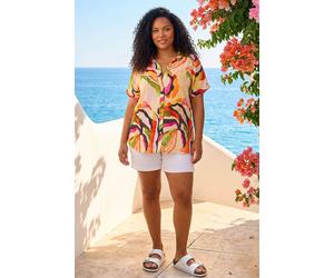 Roman Curve Swirl Print Button Shirt In Green Green 18