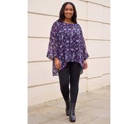 Roman Women's Curve Swirl Print Metallic Top in Purple | Size: 18 Roman Purple 18