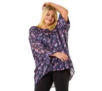 Roman Curve Swirl Print Metallic Top In Purple Purple 22-24