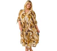 Roman Curve Swirl Print V-Neck Midi Dress In Brown Brown 30-32