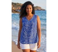 Roman Women's Curve Swirl Print V-Neck Vest in Blue | Size: 20 Roman Blue 20