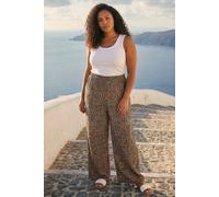Roman Women's Curve Textured Animal Print Wide Leg Trousers in Natural | Size: 20 Roman Natural 20
