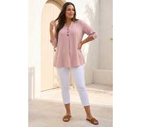 Roman Women's Curve Textured Buttoned Tunic Top in Rose | Size: 20 Roman Rose 20