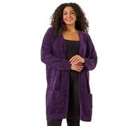 Roman Curve Textured Chennile Knit Cardigan In Purple Purple 22-24