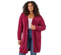 Roman Curve Textured Chennile Knit Cardigan Red 26-28