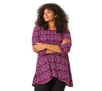 Roman Curve Textured Floral Tunic In Magenta Magenta 20