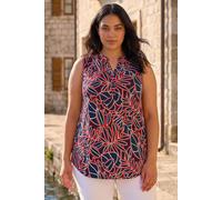 Roman Originals Sleeveless Shirt for Women UK Ladies Vest Tank Top Summer Smart Blouse Stretchy Jersey T-Shirt Casual Spring Holiday Party Beach Vacation Notch Neck - Red Plus - Size 20