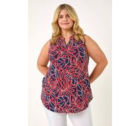 Roman Women's Curve Textured Leaf Print Vest Top in Red | Size: 22-24 Roman Red 22-24