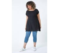Roman Curve Textured Short Sleeve T-Shirt In Black Black 20