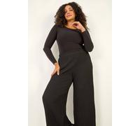 Roman Women's Curve Textured Stretch Trousers in Black | Size: 22-24 Roman Black 22-24