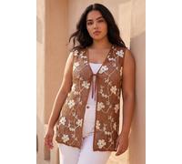 Roman Women's Curve Textured Tie Front Waistcoat in Chocolate | Size: 26/28