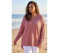 Roman Curve Textured V-Neck Stretch Top In Pink Pink
