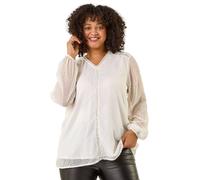 Roman Curve Textured V-Neck Top In Ivory Ivory 18