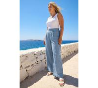 Roman Women's Curve Textured Wide Leg Trousers in Mid Blue | Size: 20 Roman Mid Blue 20