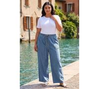Roman Women's Curve Tie Waist Pocket Trouser in Mid Blue | Size: 20 Roman Mid Blue 20