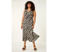Roman Curve Twist Front Stretch Dress In Black Black