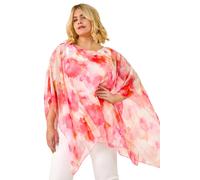 Roman Curve Watercolour Print Overlay Top In Pink Pink 16