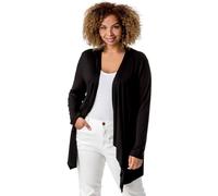 Roman Curve Women Waterfall Front Jersey Cardigan - Ladies Spring Everyday Summer Evening Vacation Work Holiday Long Sleeve Smart Casual - Black - Size 18
