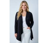 Roman Curve Women Waterfall Front Jersey Cardigan - Ladies Spring Everyday Summer Evening Vacation Work Holiday Long Sleeve Smart Casual - Black - Size 18