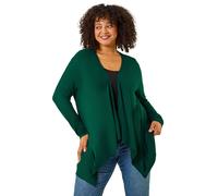 Roman Curve Waterfall Front Jersey Cardigan In Green Green 18