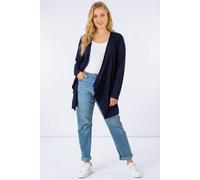 Roman Curve Women Waterfall Front Jersey Cardigan - Ladies Spring Everyday Summer Evening Vacation Work Holiday Long Sleeve Smart Casual - Navy - Size 16