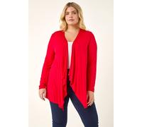 Roman Curve Waterfall Front Jersey Cardigan In Red Red 16