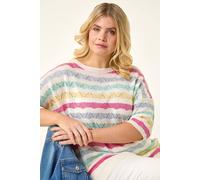 Roman Women's Curve Wave Stripe Jumper in Off-White | Size: 20 Roman Off-White 20