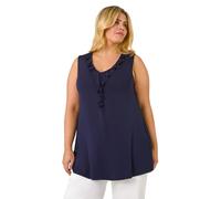 Roman Curve Women Plain V-Neck Vest Top - Ladies Spring Everyday Summer Evening Vacation Work Holiday Sleeveless Smart Casual - Navy Plus - Size 30