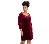 Roman Curve Women Sweetheart Neck Velvet Dress - Ladies Spring Everyday Summer Evening Vacation Work Holiday 3/4 Sleeve Smart Casual - Wine - Size 26