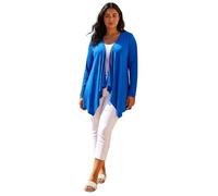 Roman Curve Women Waterfall Front Jersey Cardigan - Ladies Spring Everyday Summer Evening Vacation Work Holiday Long Sleeve Smart Casual - Royal Blue - Size 26