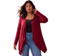 Roman Curve Women Waterfall Front Jersey Cardigan - Ladies Spring Everyday Summer Evening Vacation Work Holiday Long Sleeve Smart Casual - Burgundy Plus - Size 2224
