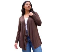 Roman Women's Curve Waterfall Front Jersey Cardigan Sweater in Chocolate | Size: 20