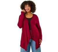 Roman Curve Women Waterfall Front Jersey Cardigan - Ladies Spring Everyday Summer Evening Vacation Work Holiday Long Sleeve Smart Casual - Burgundy Plus - Size 20