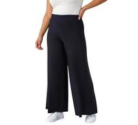 Roman Curve Women Wide Leg Trousers - Ladies Spring Everyday Summer Evening Vacation Work Holiday Smart Casual - Plus Black - Size 2628
