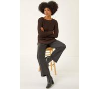 Roman Curved Hem Stitch Detail Jumper In Chocolate Chocolate 16