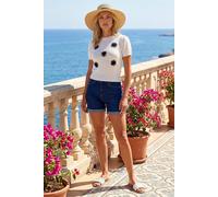 Roman Women's Daisy Sequin Embroidered Knit Top in Ivory | Size: 18 Roman Ivory 18