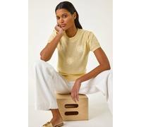 Roman Daisy Sequin Embroidered Knit Top In Yellow Yellow 12