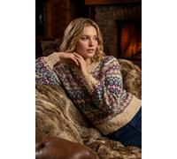 Roman Fairisle Jumper for Women UK - Ladies Stretch Sweater Knitwear Knitted Winter Pullover Autumn Everyday Holiday Round Neckline Comfy Long Sleeve Soft Pull On - Teal Multi - Size 14