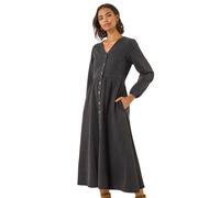 Roman Denim Button Through Midi Dress In Black Black 14