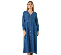 Roman Denim Button Through Midi Dress In Blue Blue 20