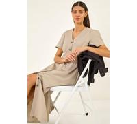 Roman Denim Button Through Midi Dress In Stone Stone 14