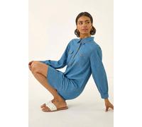 Roman Women's Denim Button Through Shirt Dress in Mid Blue | Size: 14 Roman Mid Blue 14