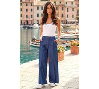 Roman Denim Contrast Stitch Wide Leg Trouser In Indigo Indigo