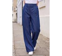 Roman Denim Contrast Stitch Wide Leg Trouser In Indigo Indigo