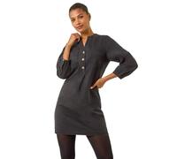 Roman Denim Shirt Dress for Women UK - Ladies 100% Cotton Button Shift Short Mini Tunic 3/4 Sleeve Smart Casual Summer Transitional Office Work Holiday Party