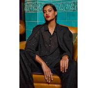 Roman Diamante Hotfix Button Blouse In Black Black 12