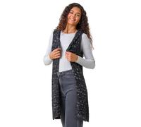 Roman Diamond Hooded Knit Gilet for Women UK - Ladies Autumn Everyday Winter Holiday Sleeveless Soft Warm Feel Comfy Fluffy Sweater Office Desk Cardigans - Black - Size 20