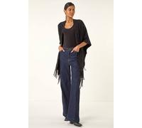 Roman Diamond Hotfix Knit Poncho In Black Black One Size