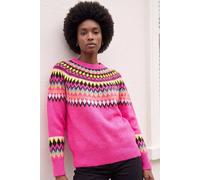 Diamond Print Crew Neck Knit Jumper Roman Magenta 16